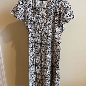 Floral Black and White Dress